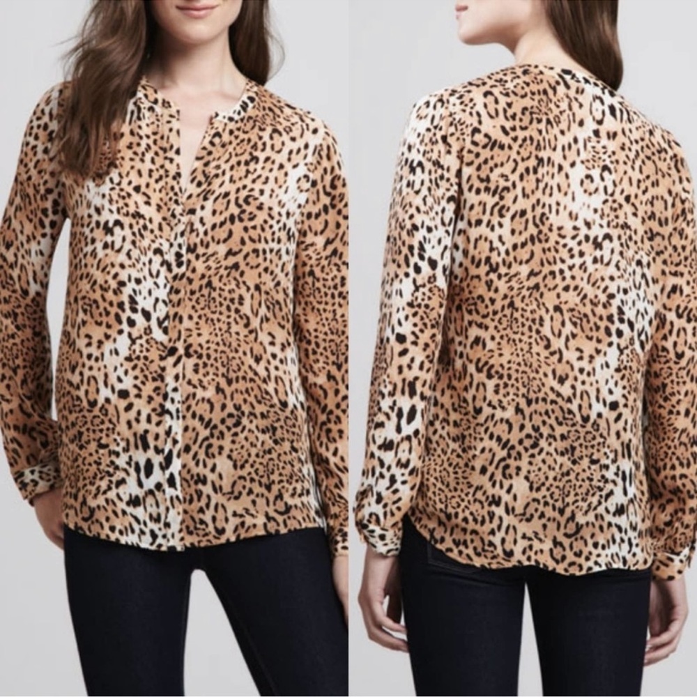 NWT / Joie / Gudelia Leopard Print Button Down 100% Silk Blouse - XS